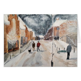 Snowy Village, waterverf