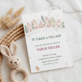 Snowy Village Winter Baby Shower Kaart