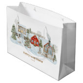 Snowy Village Winter Holiday Favors Groot Cadeauzakje (Achterkant Gekanteld)
