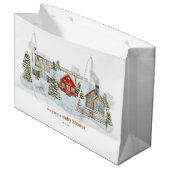 Snowy Village Winter Holiday Favors Groot Cadeauzakje (Voorkant Gekanteld)