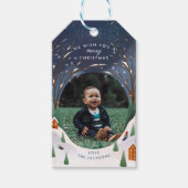 Snowy Village Winter Scene - kerstfoto Cadeaulabel (Voorkant)