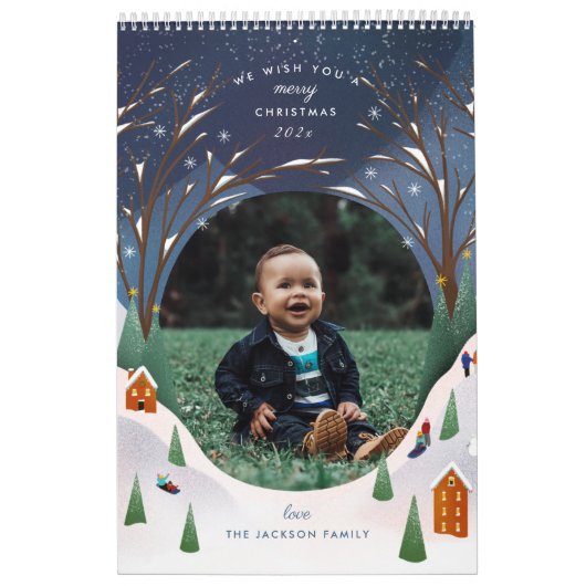 Snowy Village Winter Scene - kerstfoto Kalender (Hoes)