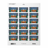 Snowy Village Winter Scène Kerstmis Etiket (Full Sheet)