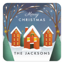 Snowy Village Winter Scène Kerstmis