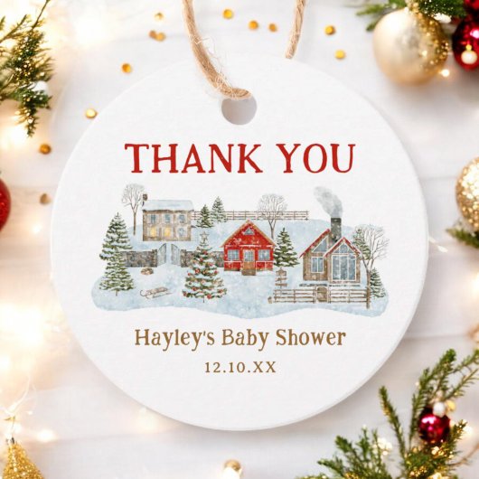 Snowy Village Wintervakantie Dank u Bedankjes Labels
