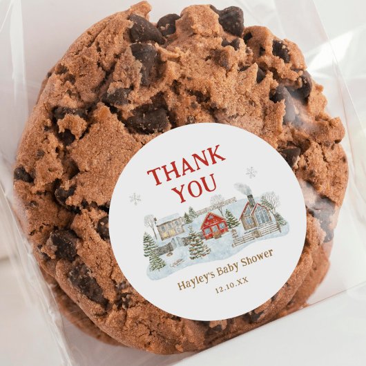 Snowy Village Wintervakantie Dank u Ronde Sticker