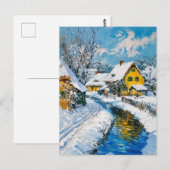Snowy Village with Stream and Trees Fantasy Painti Briefkaart (Voorkant / Achterkant)