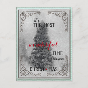 Snowy Vintage Kerstmis Briefkaart