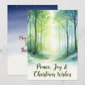Snowy Watercolor Forest Christmas Card Feestdagenkaart (Voorkant / Achterkant)