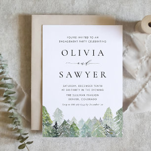 Snowy Waterverf Evergreen Forest Engagement Party Kaart