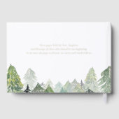 Snowy Waterverf Evergreen Forest Winter Wedding Gastenboek (Achterkant)