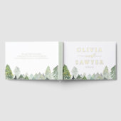 Snowy Waterverf Evergreen Forest Winter Wedding Gastenboek (Volledig)