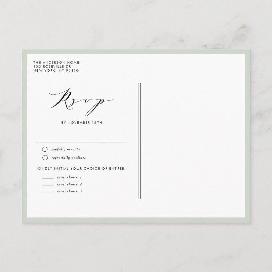 Snowy Waterverf Evergreen Forest Winter Wedding Uitnodiging Briefkaart (Achterkant)