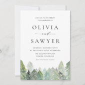 Snowy Waterverf Evergreen Winter Wedding QR Code Kaart (Voorkant)
