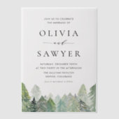 Snowy Waterverf Evergreens Winterbruiloft Vellum Uitnodigingen (Voorkant)