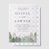 Snowy Waterverf Evergreens Winterbruiloft Vellum Uitnodigingen (Offset (Uitnodiging))