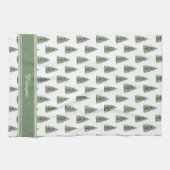 Snowy Waterverf kerstboompatroon Theedoek (Horizontaal)