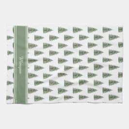 Snowy Waterverf kerstboompatroon Theedoek