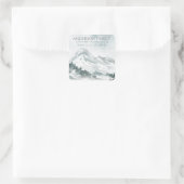 Snowy Waterverf Mountain Small Return-adres Vierkante Sticker (Tas)
