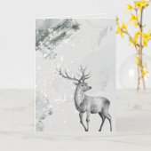 Snowy Waterverf Peaceful Deer Kaart (Gele Bloem)