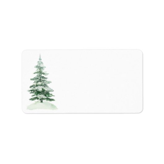 Snowy Waterverf Pine Boom Blank DIY Print Address Etiket (Voorkant)