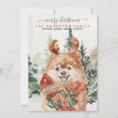 Snowy  Waterverf Pommeren kerstboom Feestdagenkaart (Voorkant)