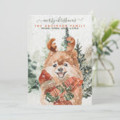 Snowy  Waterverf Pommeren kerstboom Feestdagenkaart (Staand voorkant)