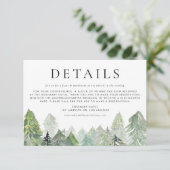 Snowy Waterverf Winter Evergreen Forest Details Informatiekaartje (Staand voorkant)