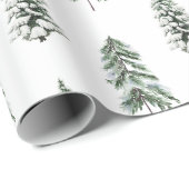 Snowy Waterverf Winter Woodland Trees Cadeaupapier (Rol Hoek)