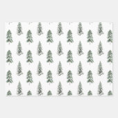 Snowy Waterverf Winter Woodland Trees Inpakpapier Vel (Voorkant 3)