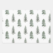 Snowy Waterverf Winter Woodland Trees Inpakpapier Vel (Voorkant 2)