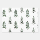 Snowy Waterverf Winter Woodland Trees Inpakpapier Vel (Voorkant)
