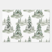Snowy Waterverf Winter Woodland Trees Inpakpapier Vel (Voorkant 3)