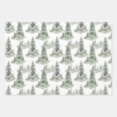 Snowy Waterverf Winter Woodland Trees Inpakpapier Vel (Voorkant)