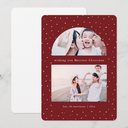 Snowy Wereldbol Foto Rode Kerstmis vakantie Kaart (Voorkant / Achterkant)