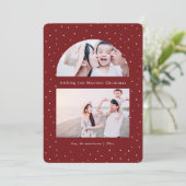 Snowy Wereldbol Foto Rode Kerstmis vakantie Kaart (Staand voorkant)