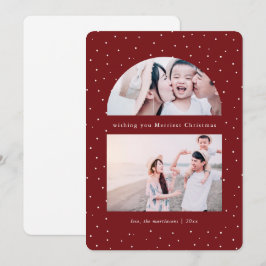 Snowy Wereldbol Foto Rode Kerstmis vakantie Kaart