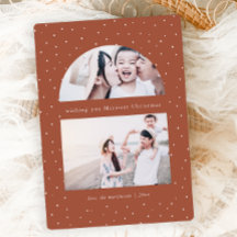 Snowy Wereldbol Terracotta - kerstfotokaart