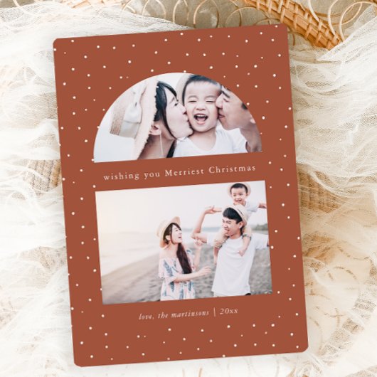 Snowy Wereldbol Terracotta - kerstfotokaart