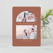 Snowy Wereldbol Terracotta - kerstfotokaart (Staand voorkant)