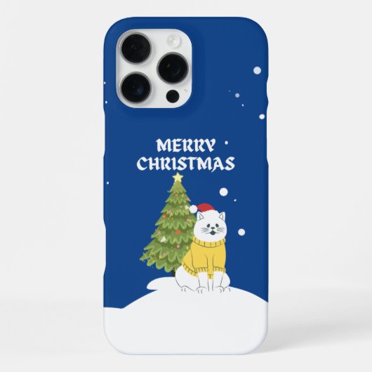 Snowy Whiskers – Merry Christmas Cat iPhone Hoesje (Achterkant)