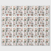 Snowy Whiskers: Witte Vakantie Verpakkingsdocument Cadeaupapier (Vlak)