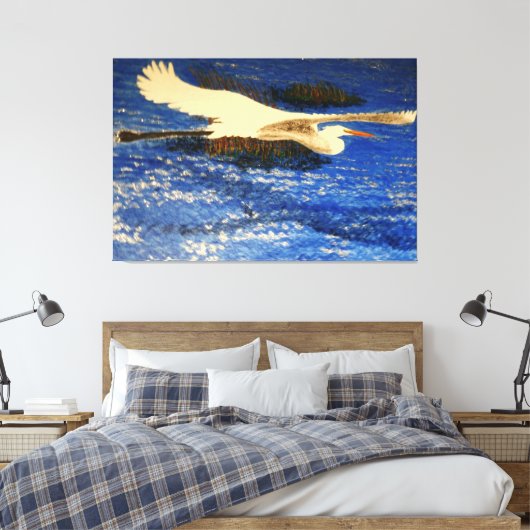 Snowy white egret "estuary" canvas afdruk (Insitu (Slaapkamer))