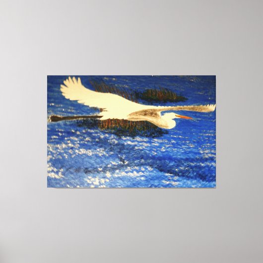 Snowy white egret "estuary" canvas afdruk (Voorkant)