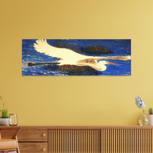 Snowy white egret "estuary" canvas afdruk (Insitu (Woonkamer))