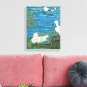 Snowy white egret "estuary" canvas afdruk (Insitu (Woonkamer))