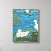 Snowy white egret "estuary" canvas afdruk (Voorkant)