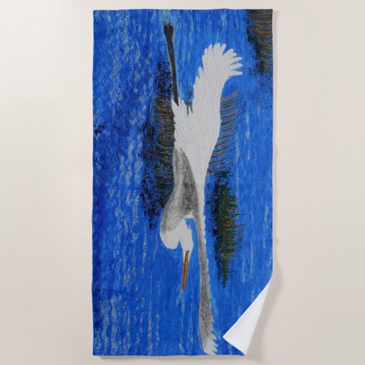 Snowy white egret strandlaken (Voorkant)