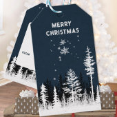 Snowy White Forest Night Merry kerst Cadeaulabel