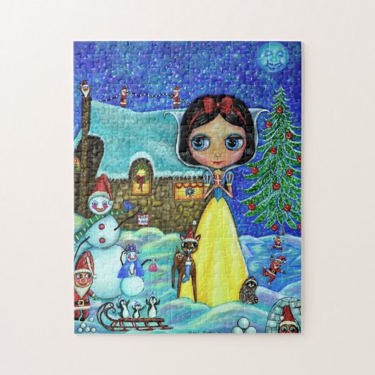 Snowy White Kerstmis Big Eye Doll Deer Elves Cute Legpuzzel (Verticaal)